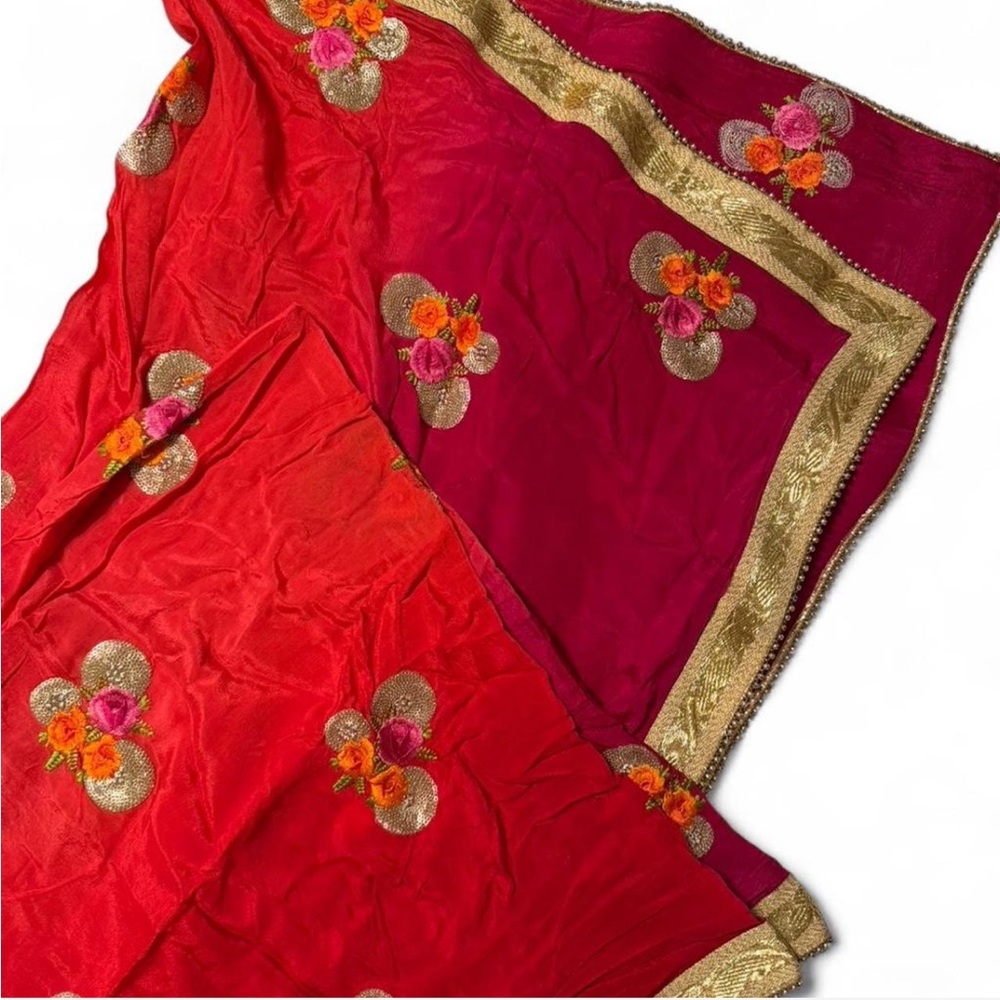 Ombré embroidered chinoon dupatta